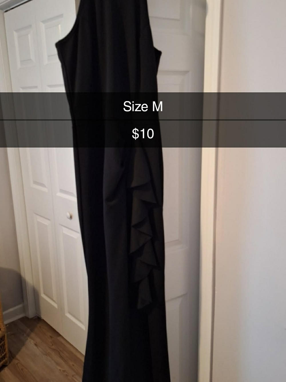 Elegant Black Sleeveless Ruffled Gown